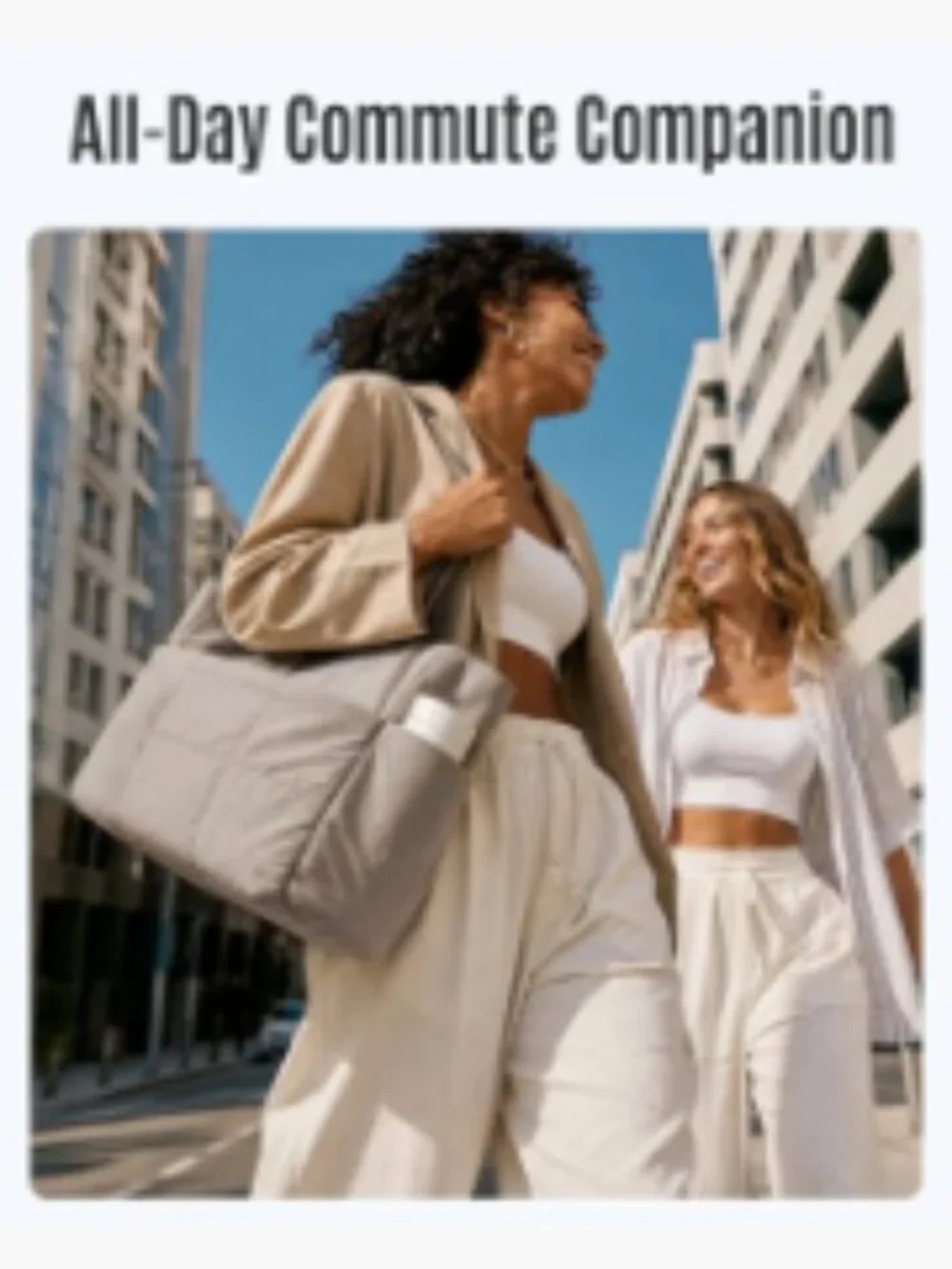 Lightweight Quilted Tote Bag Set with Laptop Compartment Travel Shoulder